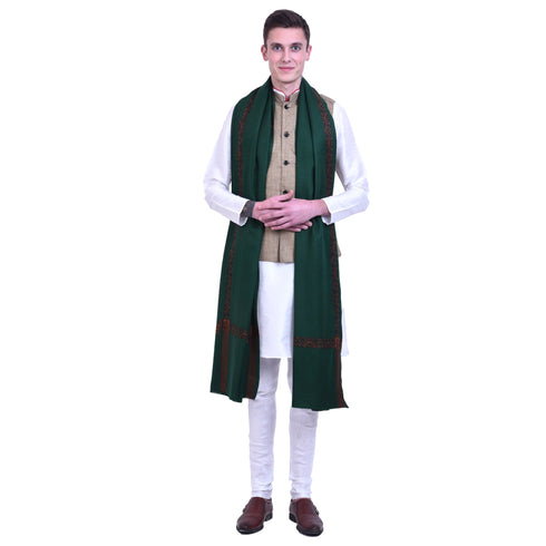 Men's Pure Wool Border Shawl